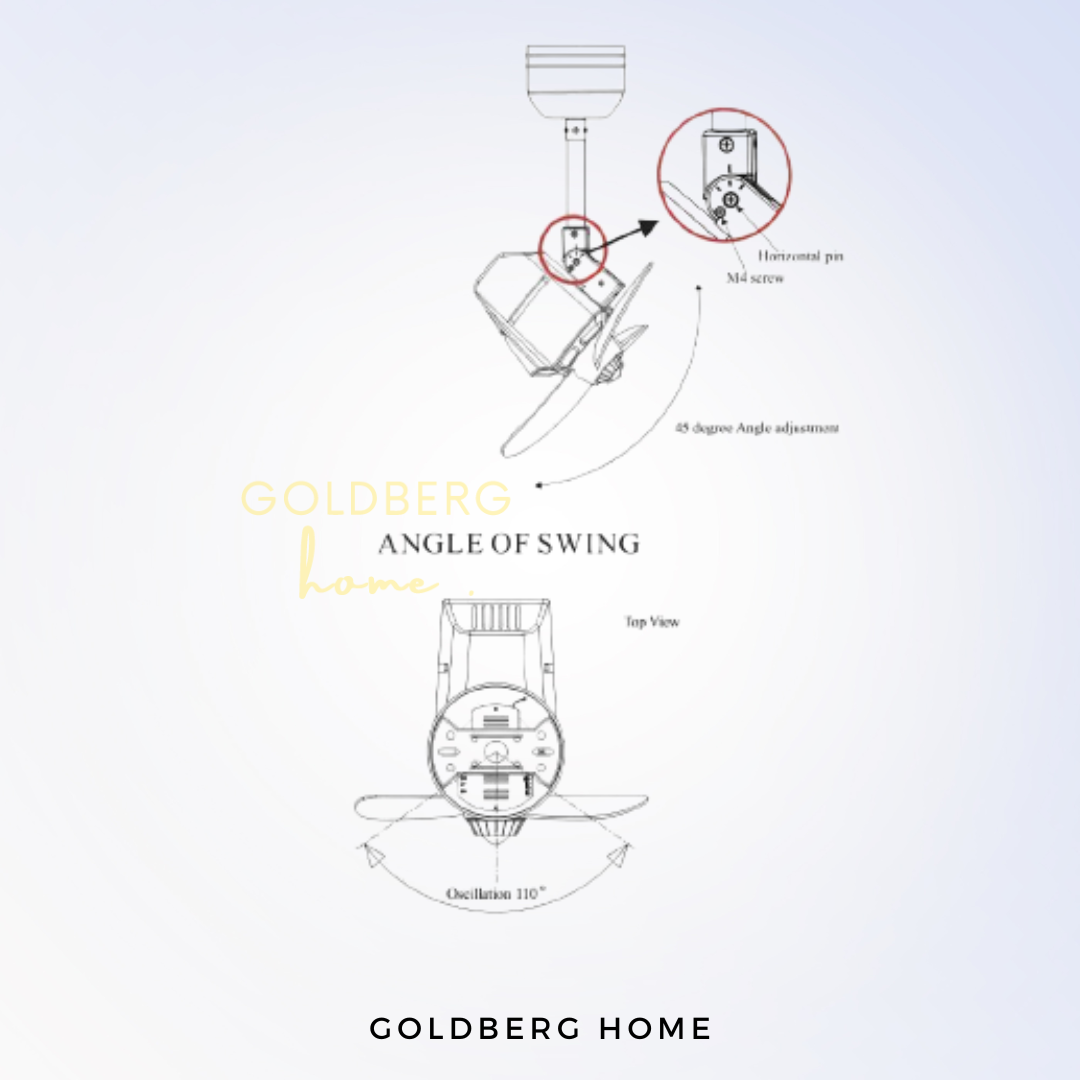 Diagram of Bestar Dino Corner Ceiling Fan | DC Motor Ceiling Fan | Goldberg Home SG