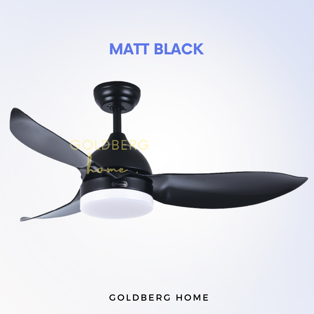 Matt Black Bestar Raptor Ceiling Fan for SG HDB Condo Landed |  Ceiling Fan with LED Light | Goldberg Home SG