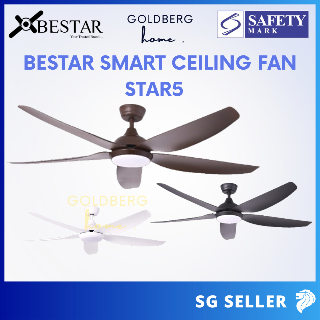 Bestar SMART Ceiling Fan Star5 for SG HDB Condo Landed | 5 Blades Ceiling Fan | Goldberg Home SG