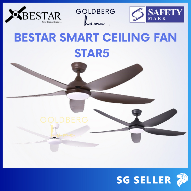 Bestar SMART Ceiling Fan Star5 5 Blades 38" 48" 58" Goldberg Home SG