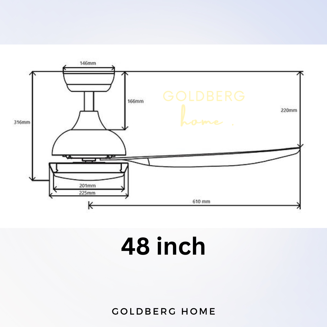 Measurement of  Bestar SMART Ceiling Fan Star5 | 5 Blades Ceiling Fan | Goldberg Home SG