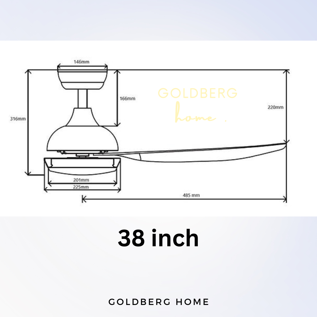 Measurement of  Bestar SMART Ceiling Fan Star5 | 5 Blades Ceiling Fan | Goldberg Home SG