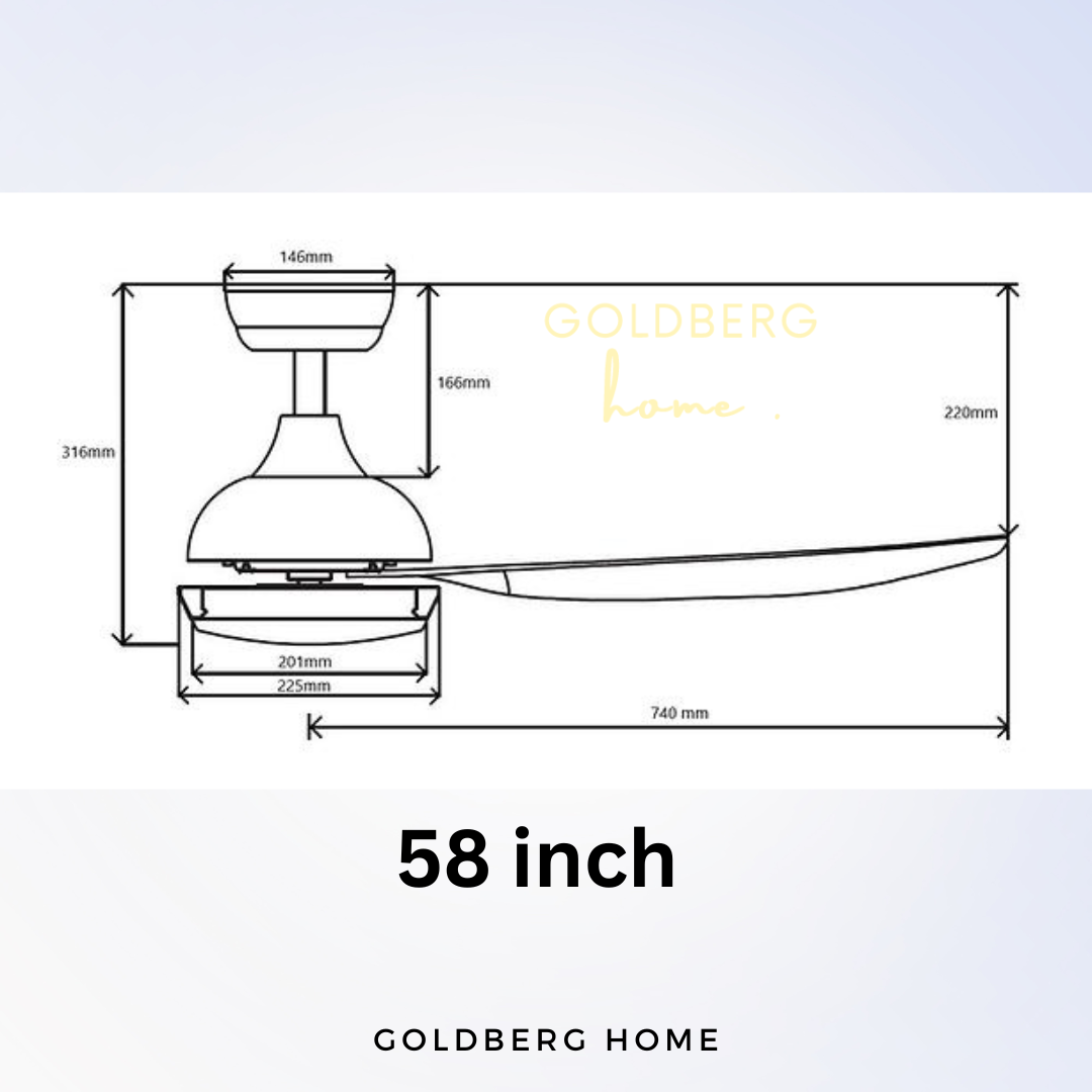 Measurement of  Bestar SMART Ceiling Fan Star5 | 5 Blades Ceiling Fan | Goldberg Home SG