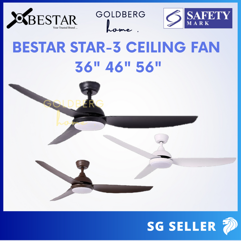 Bestar Star-3 Ceiling Fan with 24W LED Light 36" 46" 56" Goldberg Home SG