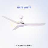 Matt White Bestar Star-3 Ceiling Fan with 24W LED Light 36" 46" 56" Goldberg Home SG