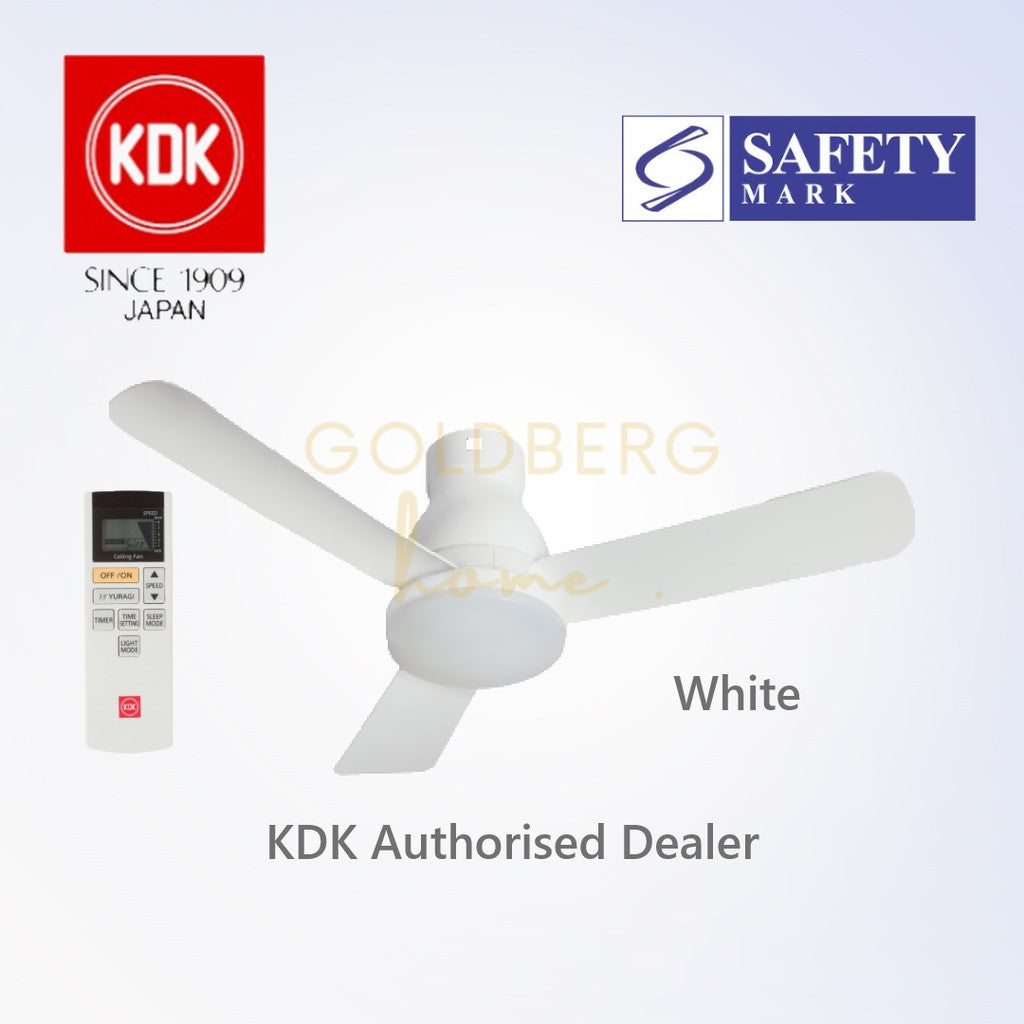 White KDK U48FP Ceiling fan suitable for SG HDB Condo Landed | Sleek Design Ceiling Fan | Goldberg Home SG