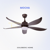 Mocha Bestar Vino 5 Blades DC Ceiling Fan 38" 48" 54" with 24W Light Goldberg Home SG