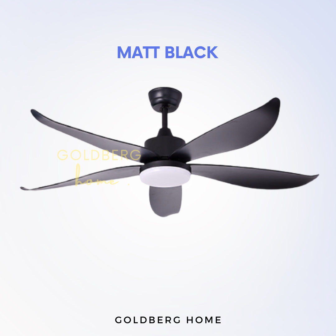 Matt Black Bestar Vino 5 Blades DC Ceiling Fan for SG HDB Condo Landed |  Ceiling Fan with Light | Goldberg Home SG