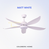 Matt White Bestar Vino 5 Blades DC Ceiling Fan 38" 48" 54" with 24W Light Goldberg Home SG