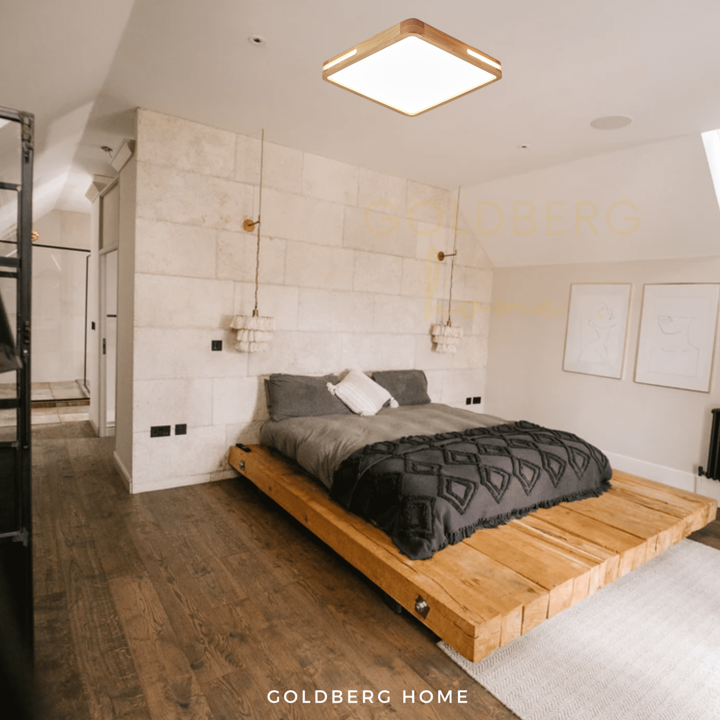 Yuka Wood 40cm 36W LED Ceiling Light Goldberg Home SG