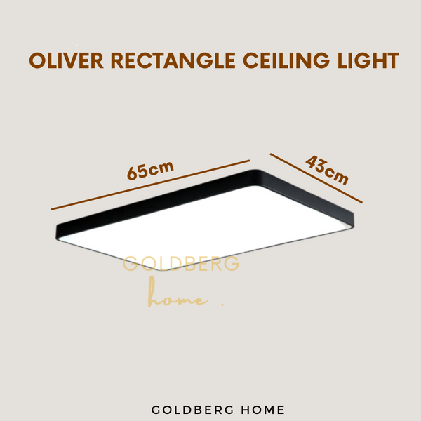 Oliver Rectangle Ceiling Light 45w Black and White