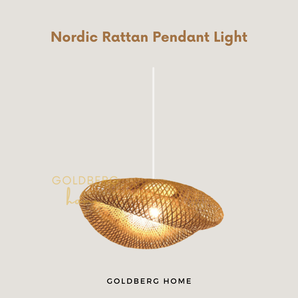Nordic Rattan Pendant Light Wooden Goldberg Home SG