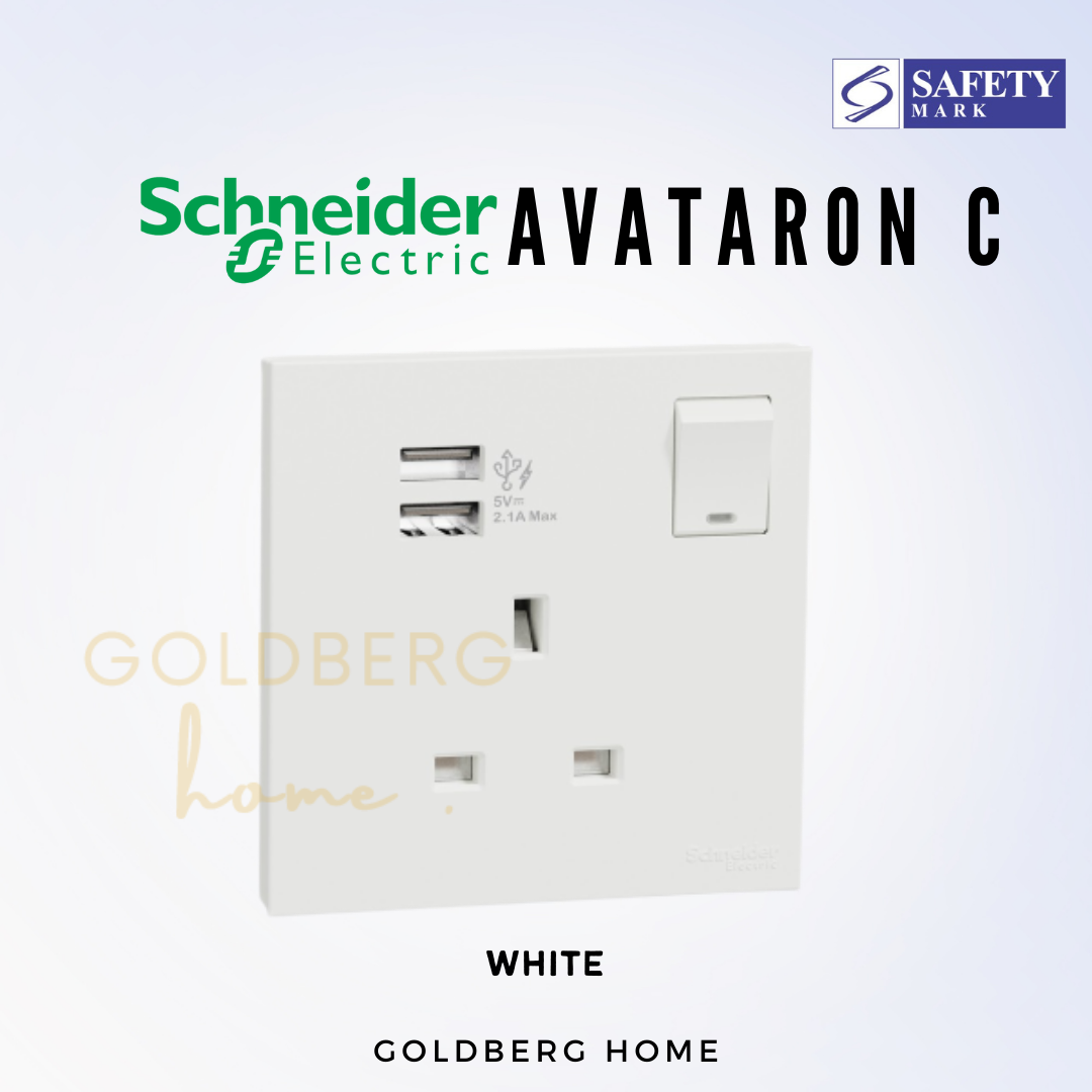 Schneider Avataron C 13A Single Socket with USB Goldberg Home SG