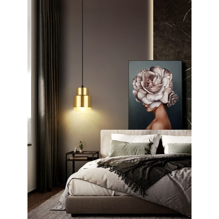Golden Minimalist Pendant Light for Bedside | Nordic Golden Pendant Light | Goldberg Home SG