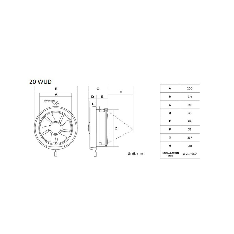 KDK 15 / 20 WUD Exhaust Fan Goldberg Home SG