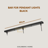 80cm Bar and 30cm Base for 3 Pendant Lights - Black White Gold Wood