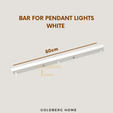 80cm Bar and 30cm Base for 3 Pendant Lights - Black White Gold Wood