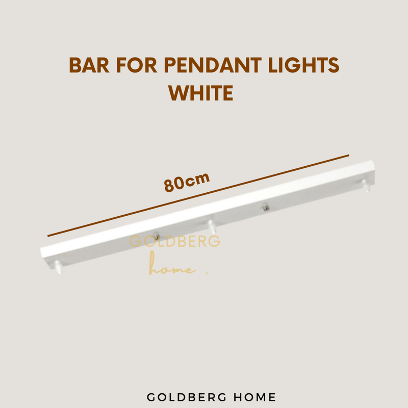 80cm Bar and 30cm Base for 3 Pendant Lights - Black White Gold Wood