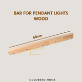 80cm Bar and 30cm Base for 3 Pendant Lights - Black White Gold Wood