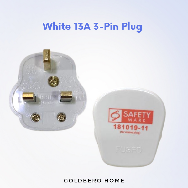 White 13A 3 Pin Plug with Fuse Goldberg Home SG