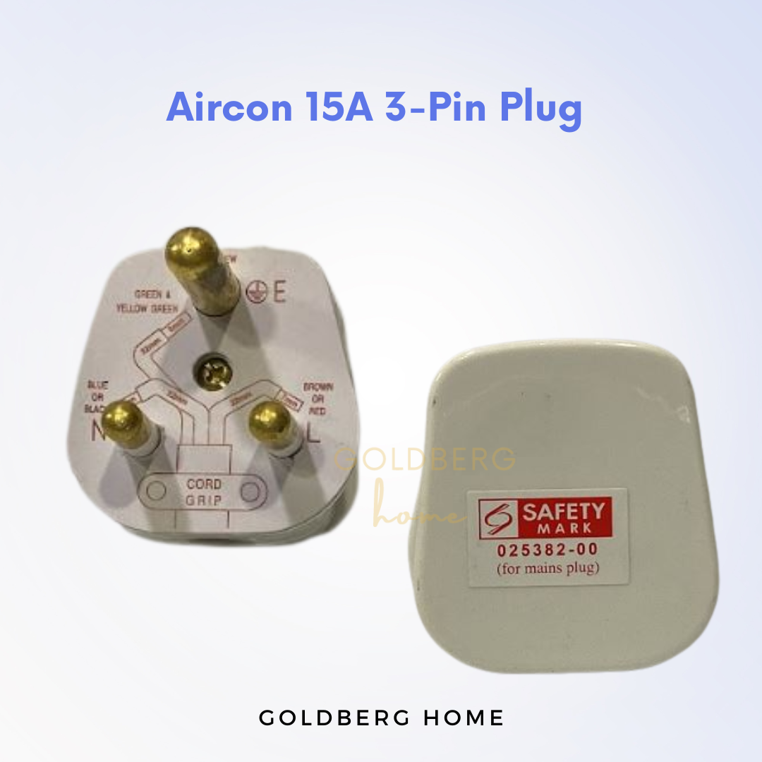 Aircon 15A 3 Pin Plug with Fuse Goldberg Home SG