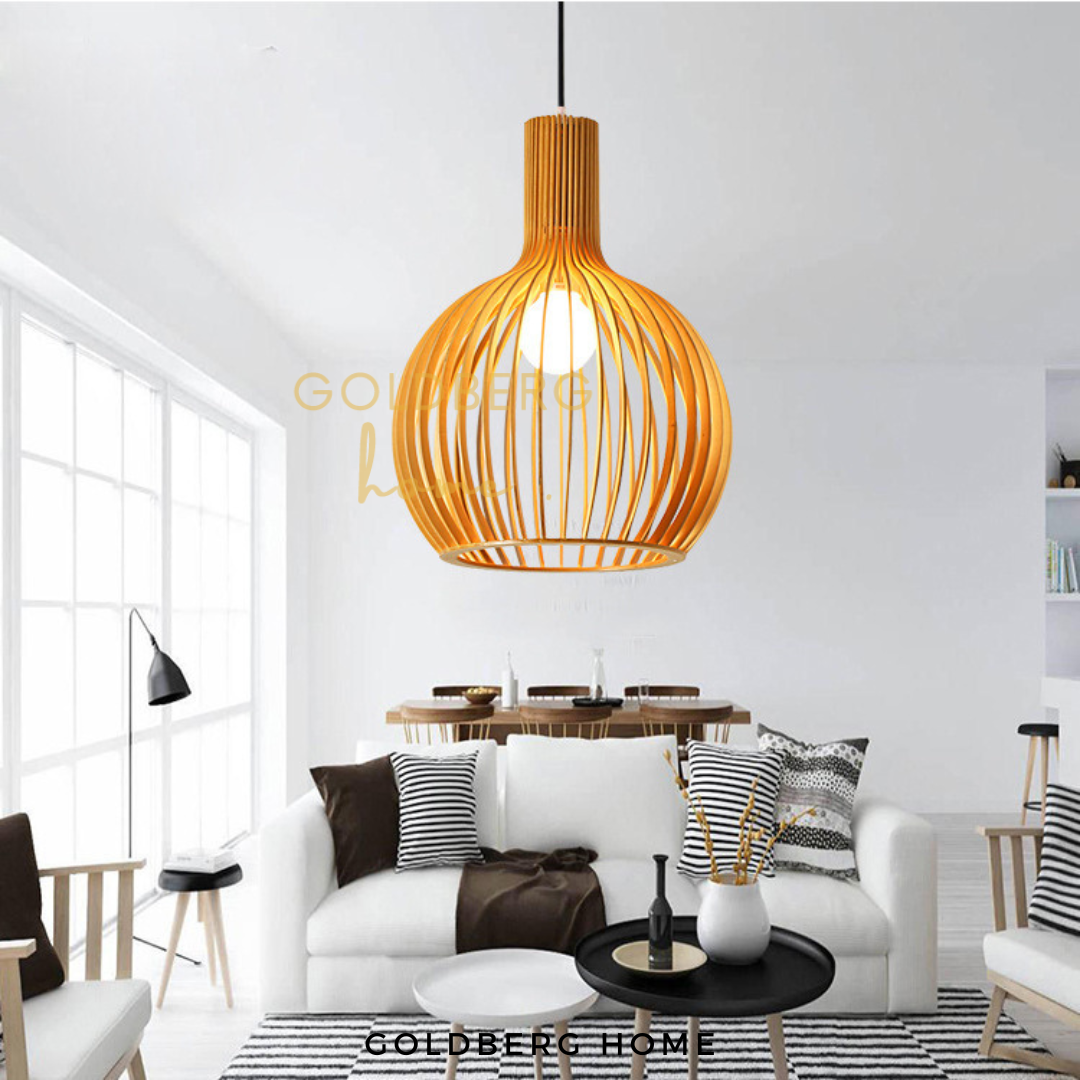 Busan Pendant Light for Living Room | Premium Wood Style Pendant Light | Goldberg Home SG