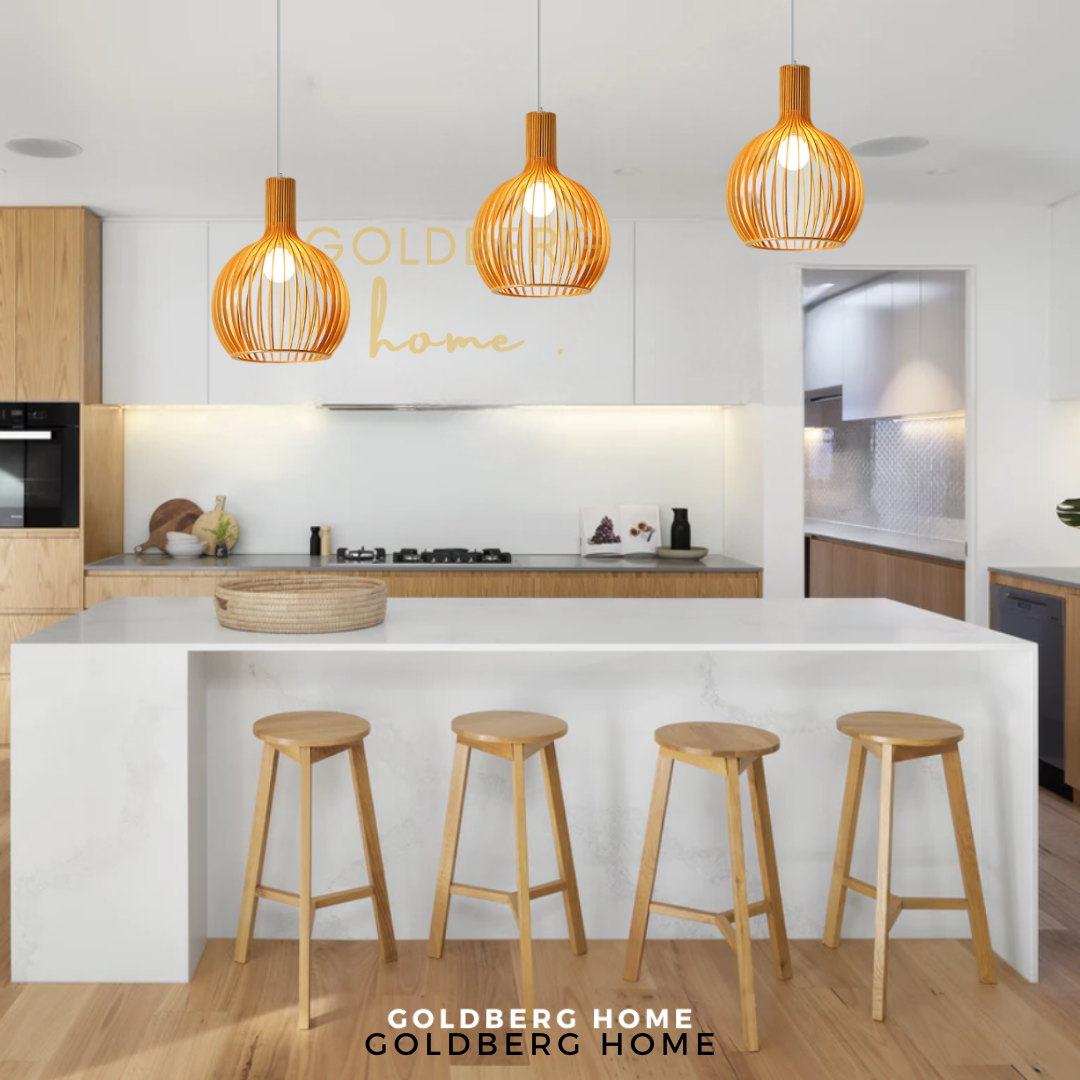 Busan Pendant Light for Kitchen | Premium Wood Style Pendant Light | Goldberg Home SG