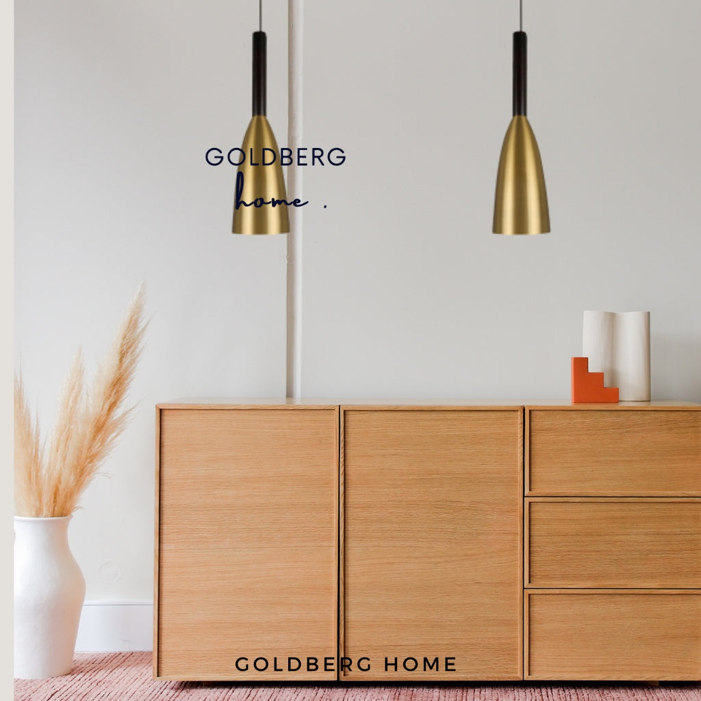 Chantel Minimalist Pendant Light for Walkaway | Nordic Golden Pendant Light | Goldberg Home SG