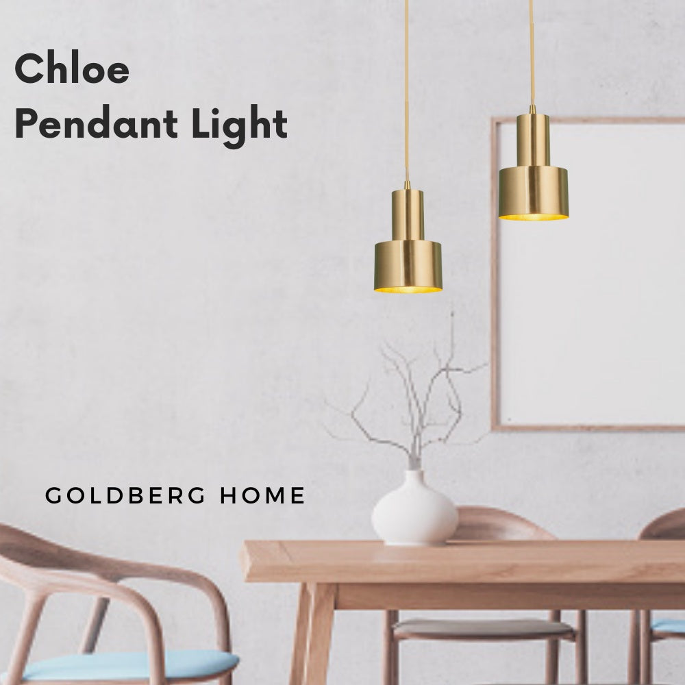 Chloe Minimalist Pendant Light for Dining Area | Nordic Golden Pendant Light | Goldberg Home SG