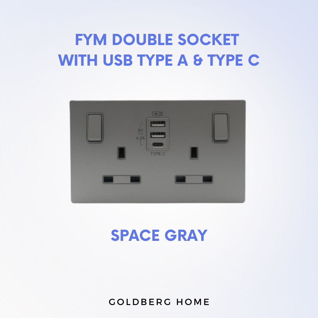 FYM Jovia Double Socket with USB Type A Type C Goldberg Home SG
