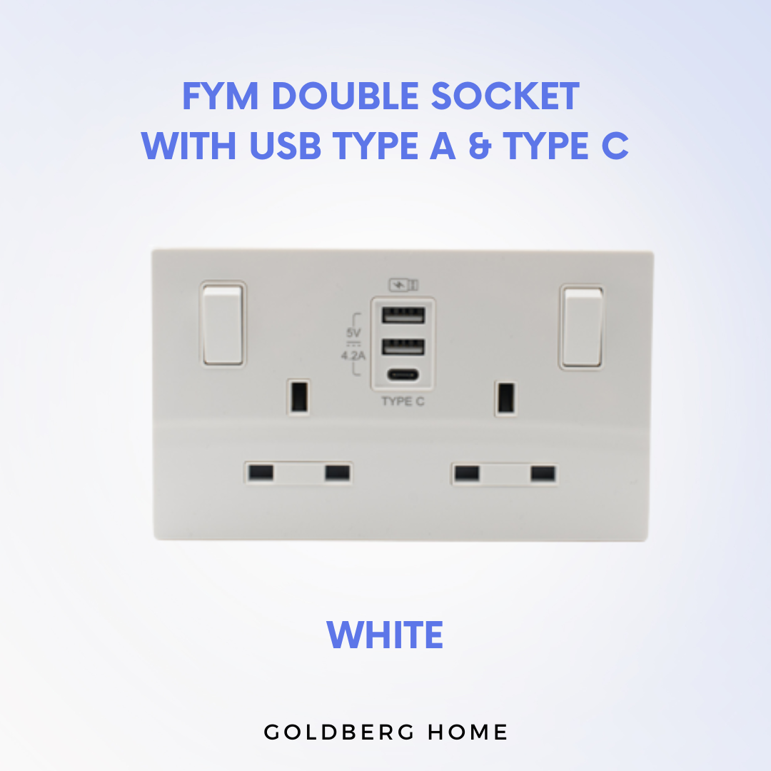 FYM Jovia Double Socket with USB Type A Type C Goldberg Home SG