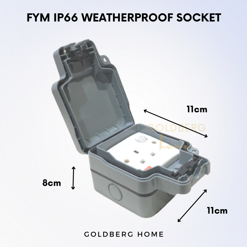Waterproof Socket Size FYM IP66 Weatherproof Waterproof Switch Socket Outlet 13A – Goldberg Home