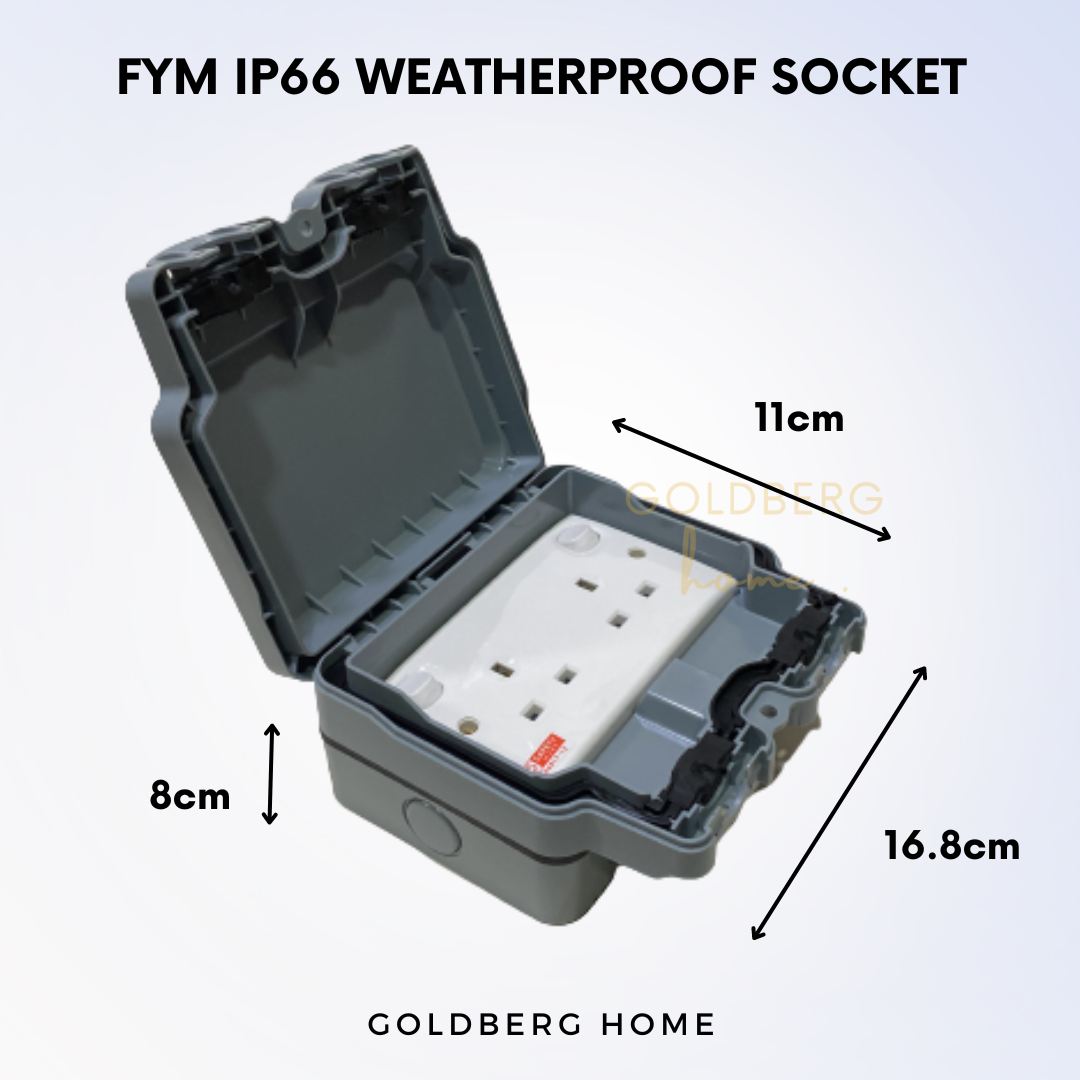Waterproof Socket Size FYM IP66 Weatherproof Waterproof Switch Socket Outlet 13A – Goldberg Home