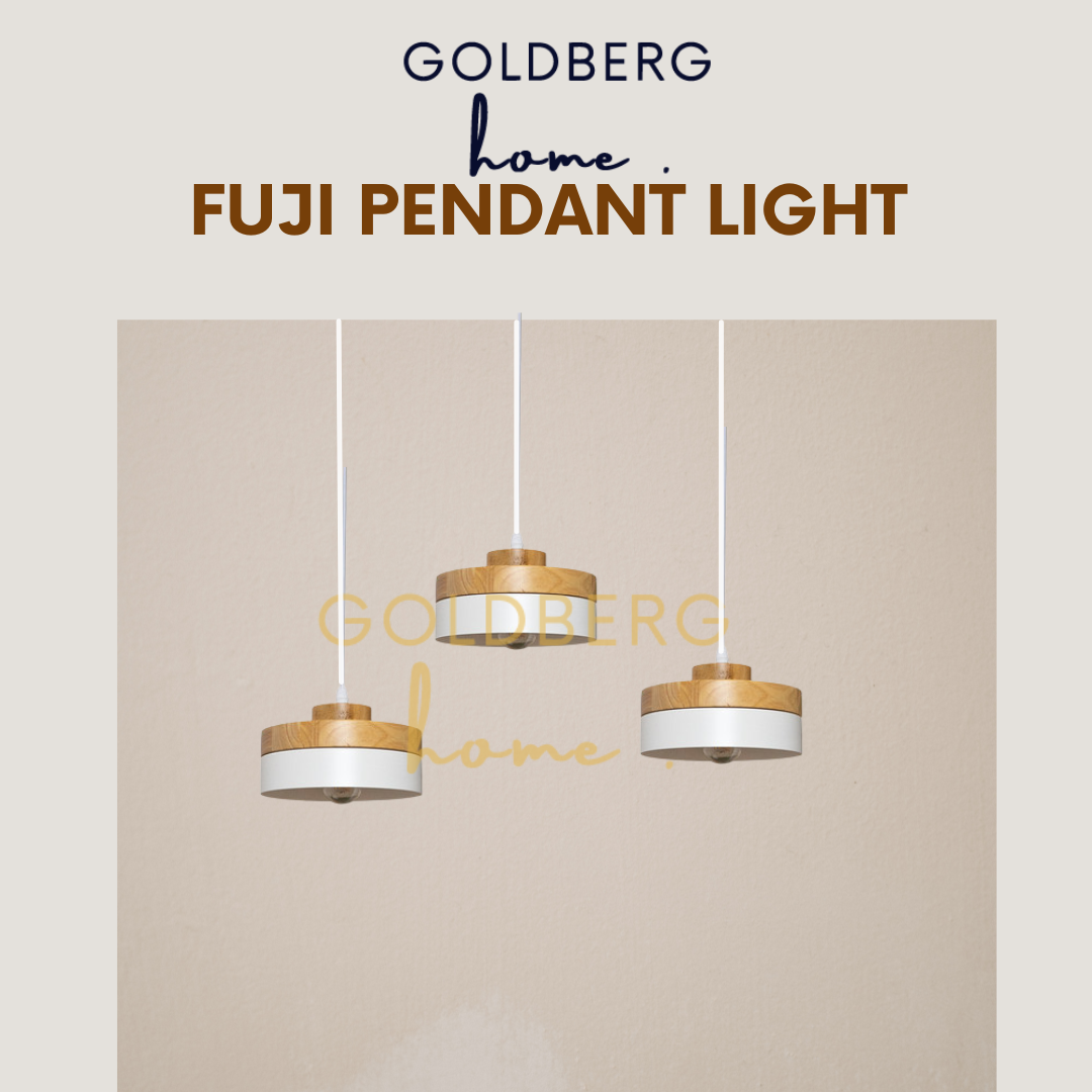 Deluxe Fuji Pendant light for SG HDB Condo Landed | Wood & White Pendant Light | Goldberg Home SG