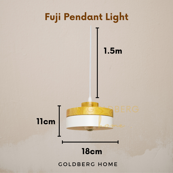 Deluxe Wood & White Fuji Pendant light Goldberg Home SG