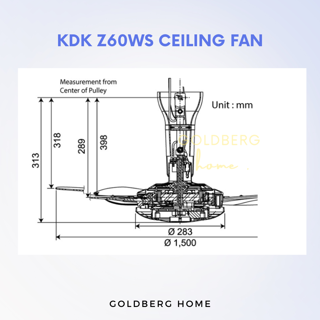Diagram of KDK Z60WS Ceiling Fan | Ceiling Fans with Remote Control | Goldberg Home SG