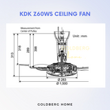 KDK Z60WS Remote Controlled Ceiling Fan Goldberg Home SG