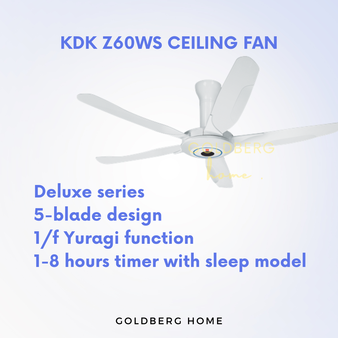 Product Spec of KDK Z60WS Ceiling Fan | Ceiling Fans with Remote Control | Goldberg Home SG