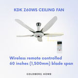 KDK Z60WS Remote Controlled Ceiling Fan Goldberg Home SG