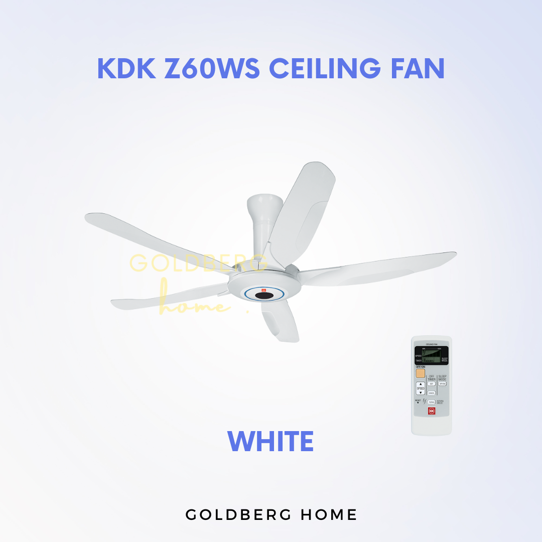 White KDK Z60WS Ceiling Fan | Ceiling Fans with Remote Control | Goldberg Home SG