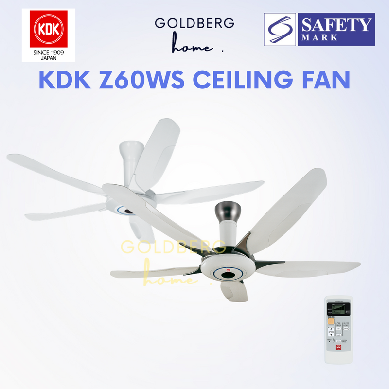 KDK Z60WS Remote Controlled Ceiling Fan Goldberg Home SG