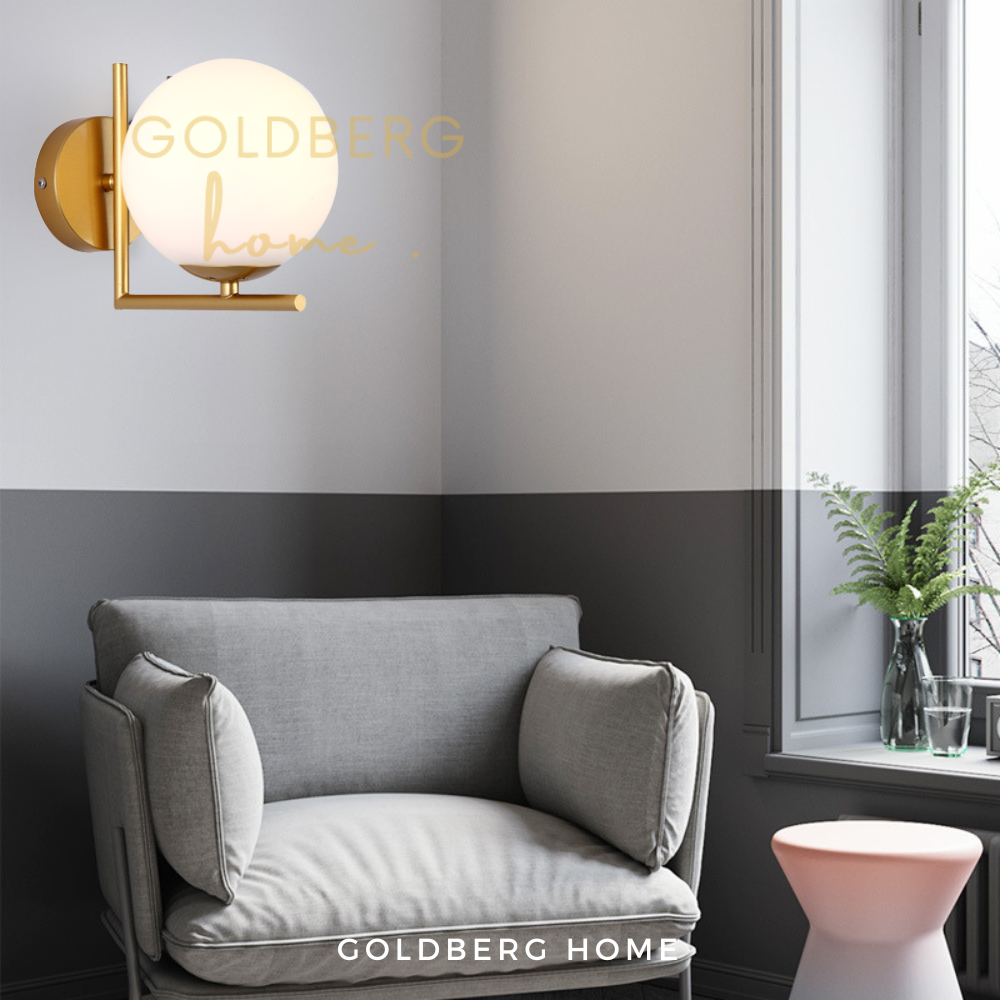 Laurent Luxe Gold & White Spherical Wall Lamp Goldberg Home SG