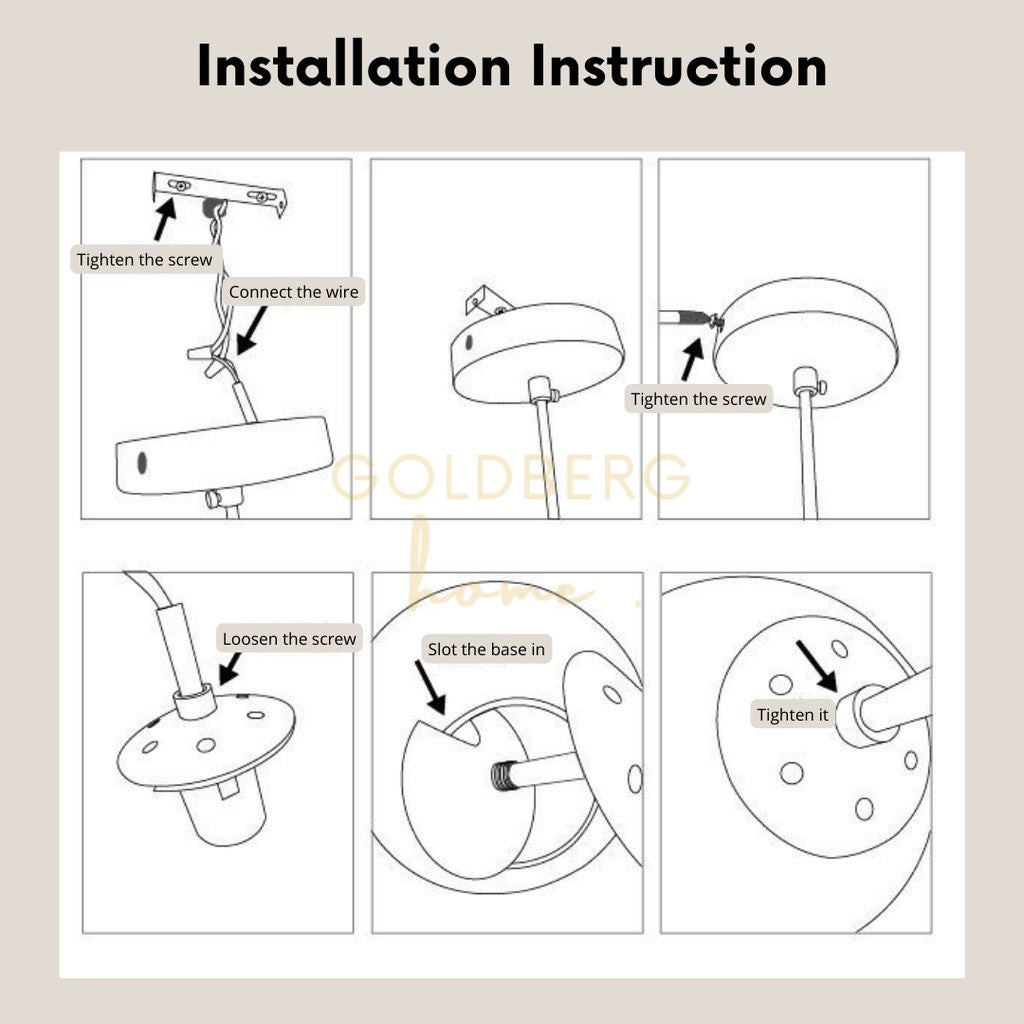 Goldberg Moon Pendant Light | Installation Instruction | Goldberg Home SG
