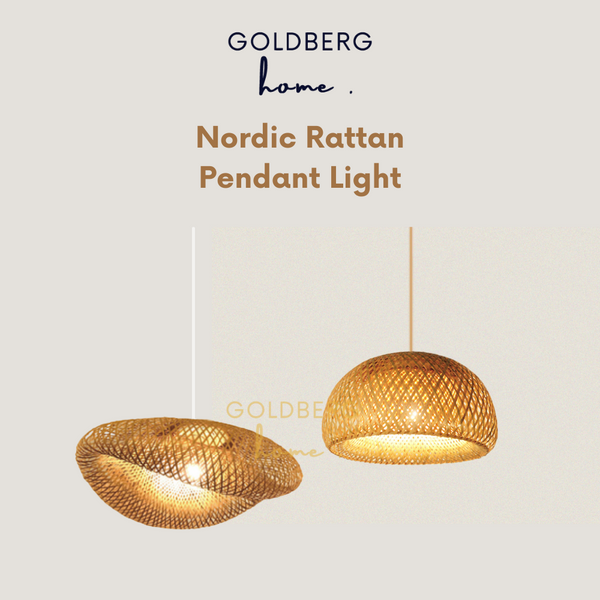 Nordic Rattan Pendant Light Wooden Goldberg Home SG