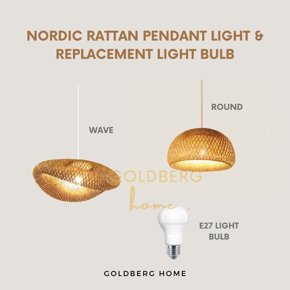 Nordic Rattan Pendant Light Wooden Goldberg Home SG