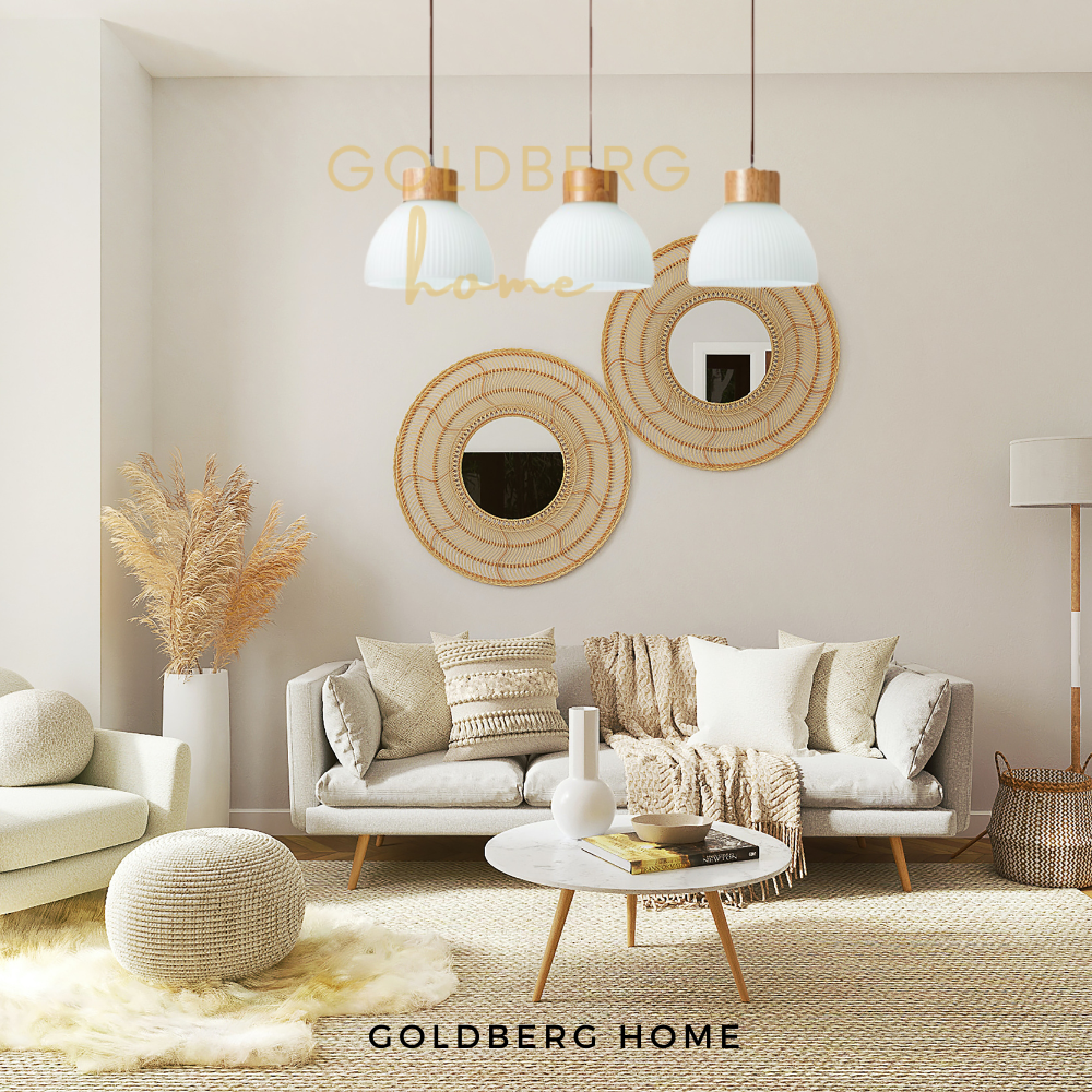 Osaka Wooden Pendant Light for Living Room | Real Wood Base Pendant Light | Goldberg Home SG