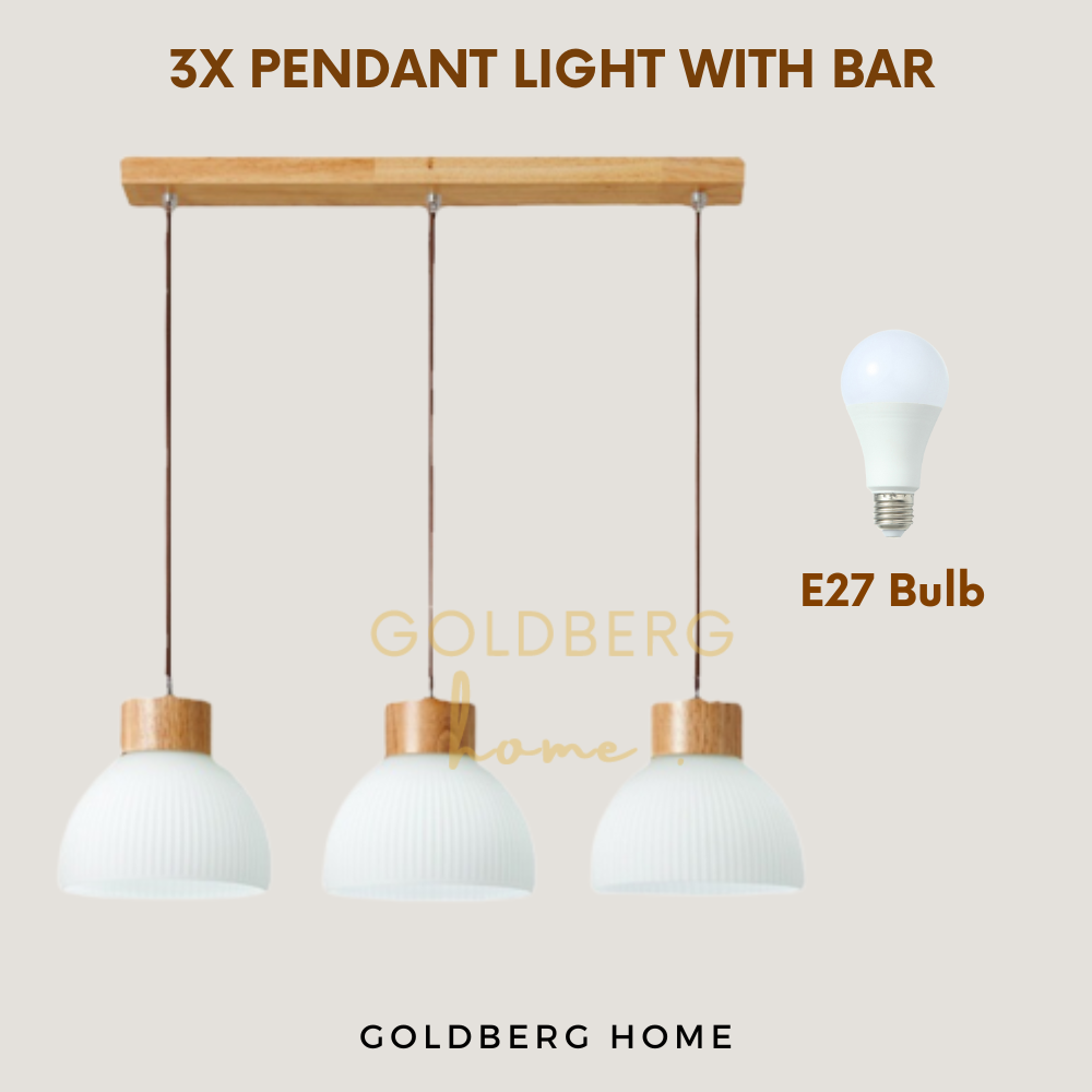 Multiple Light Osaka Wooden Pendant Light | Real Wood Base Pendant Light | Goldberg Home SG