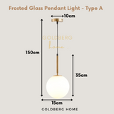 Size specifications for Athena series frosted globe pendant, ideal for bedside hanging in SG BTO bedrooms.