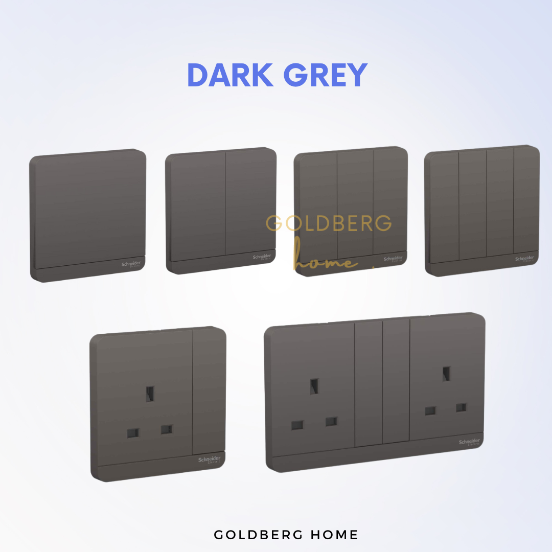 Dark Grey Schneider AvatarON socket. Sleek matte finish for modern Singapore condo renovations.