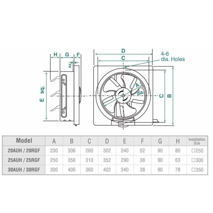 KDK 20AUH 25AUH Exhaust Fan Goldberg Home SG